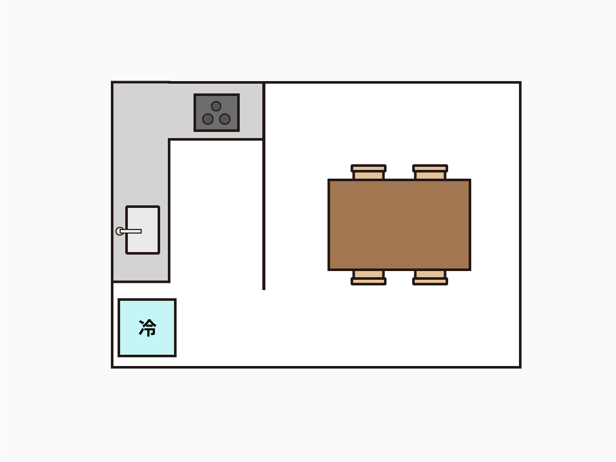 L字型キッチンの図