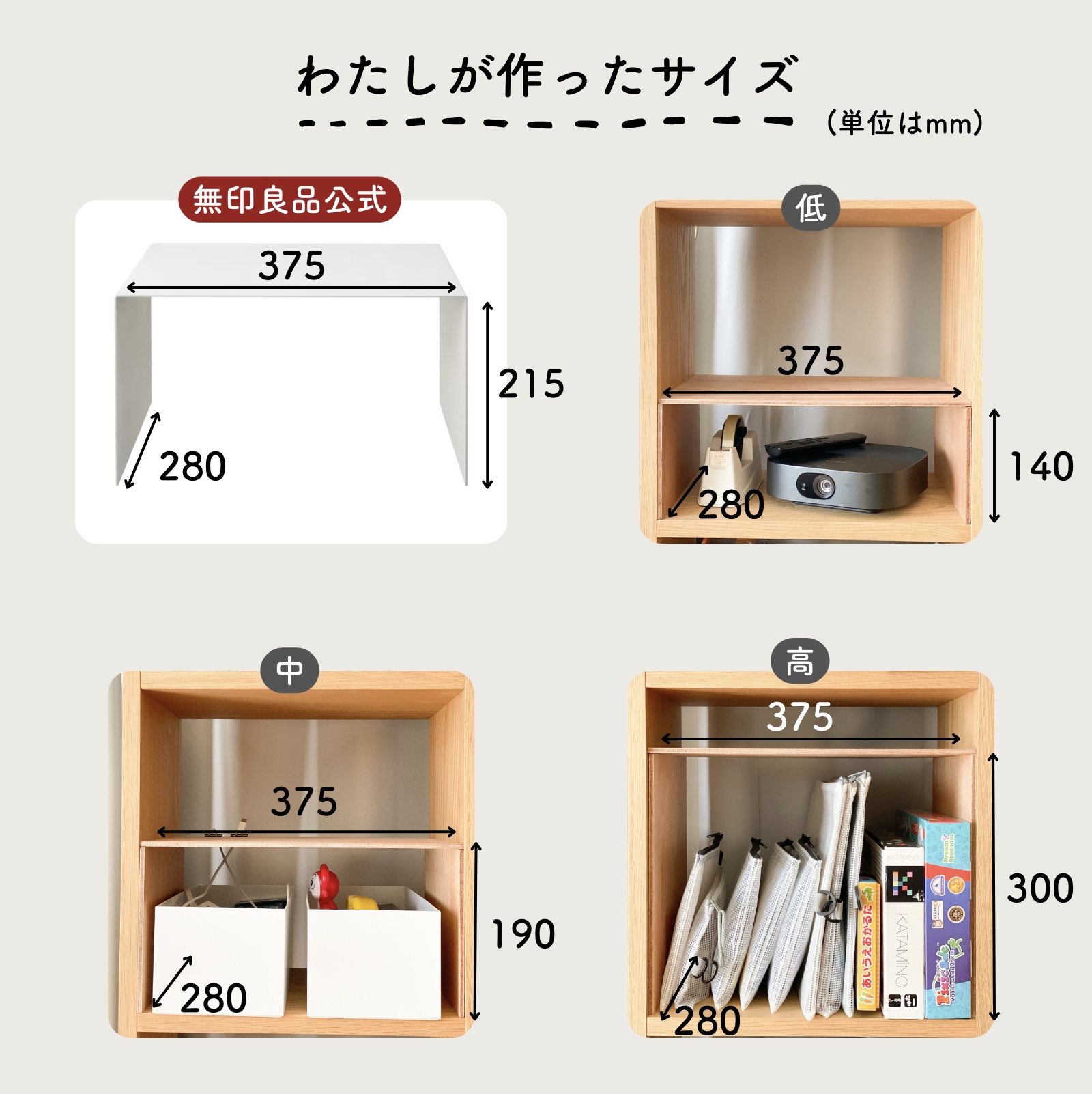 コの字ラックDIYサイズ